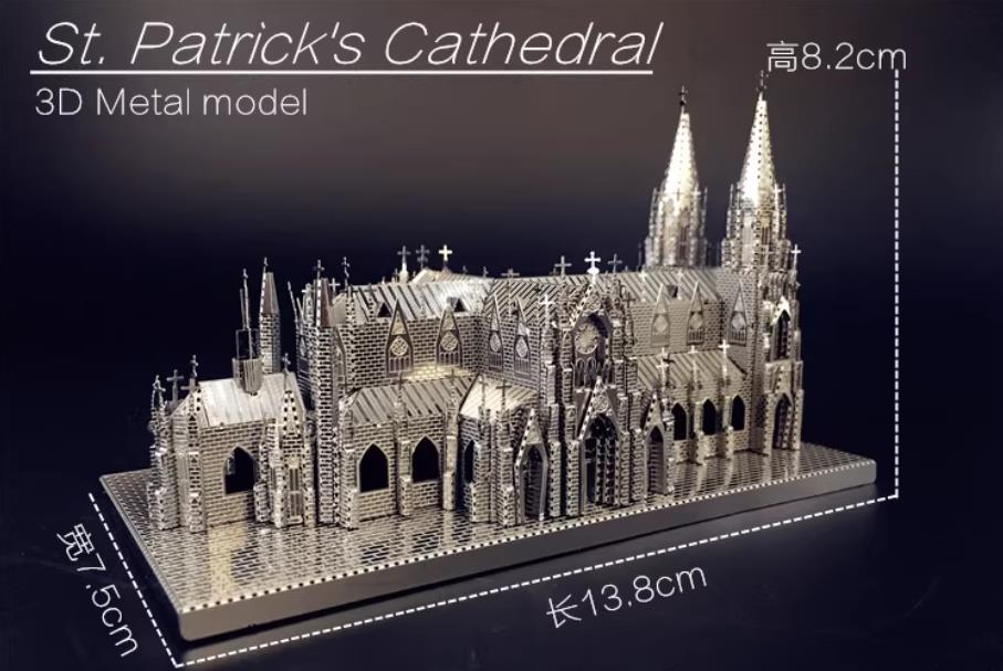3D Stereoscopic Metal St. Patrick's Cathedral New York Model Puzzle - DIY Handmade Educational Assembly Toy
