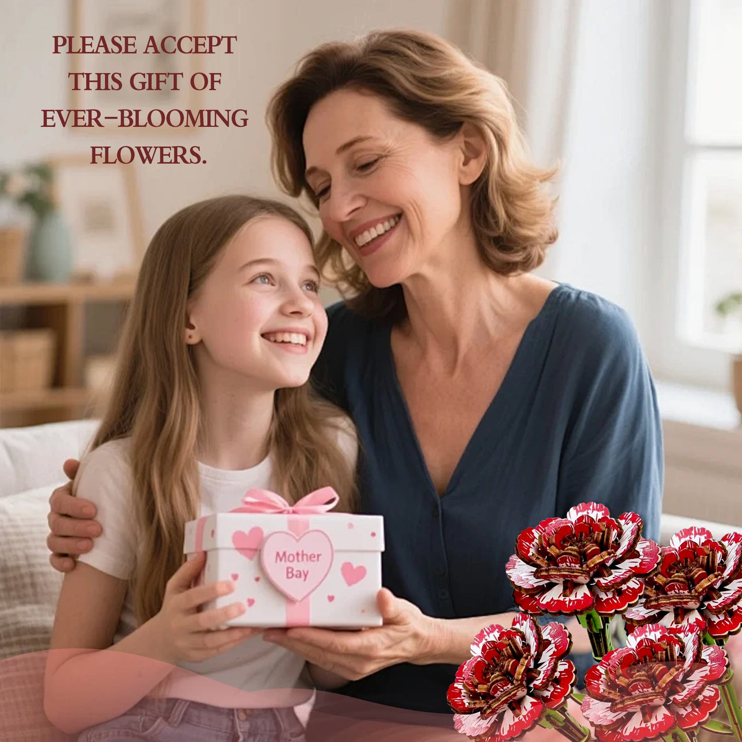 3D Carnation Puzzle Wooden DIY Coloring Toy Two-in-One Set Three-Dimensional Puzzle