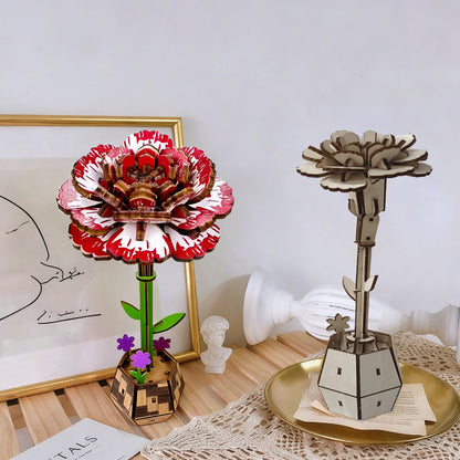 3D Carnation Puzzle Wooden DIY Coloring Toy Two-in-One Set Three-Dimensional Puzzle
