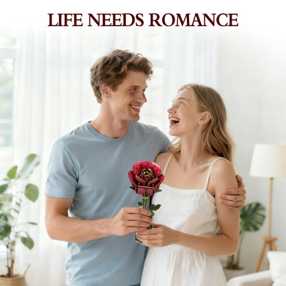 Red Rose Puzzle 3D Wooden DIY Coloring Toy Two-in-One Set Decoration Puzzle