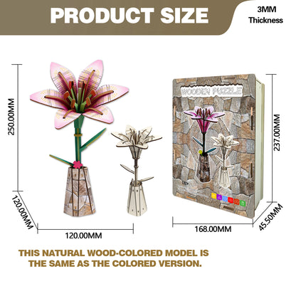 Lily Flower Puzzle 3D Wooden Toy Two-in-One Set DIY Coloring Handmade Puzzle