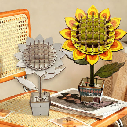 Sunflower Puzzle 3D Wooden DIY Coloring Toy Two-in-One Set Handmade Puzzle