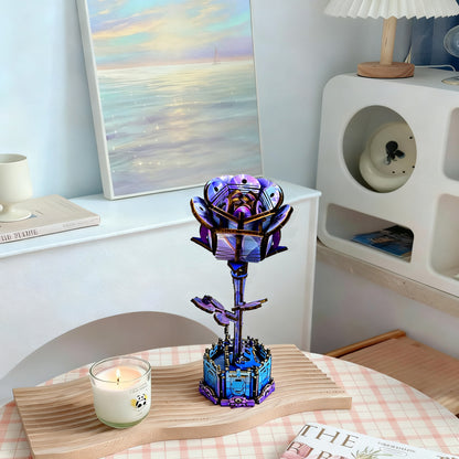 Blue Rose Puzzle DIY Coloring 3D Wooden Toy Two-in-One Set Three-Dimensional Puzzle