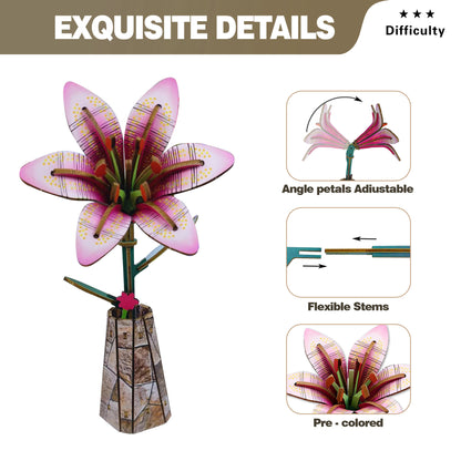 Lily Flower Puzzle 3D Wooden Toy Two-in-One Set DIY Coloring Handmade Puzzle