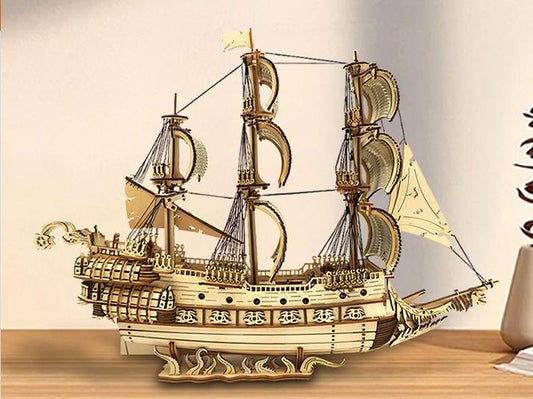 3D Wooden Ship Model Jigsaw Puzzles - Brain Teaser Decor Ornaments, Perfect Gift for Kids & Adults