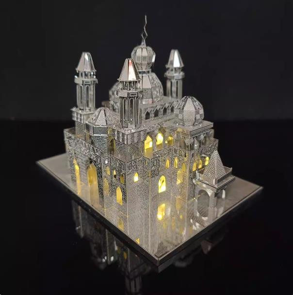 3D Stereoscopic Metal Night Castle Model Puzzle - DIY Handmade Educational Assembly Toy