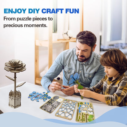 3D Peony Flower Puzzle Wooden DIY Coloring Toy Two-in-One Set Handmade Puzzle