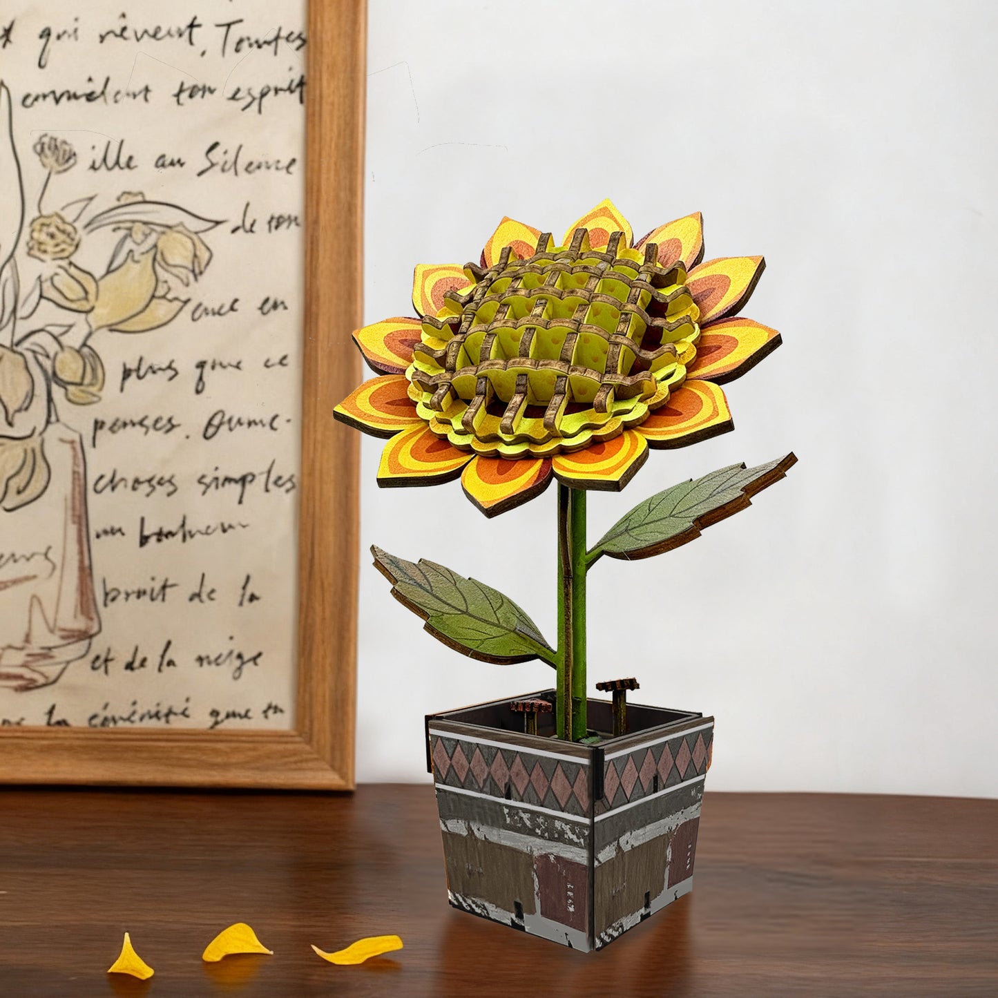 Sunflower Puzzle 3D Wooden DIY Coloring Toy Two-in-One Set Handmade Puzzle
