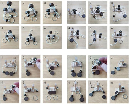 Wooden Brain Teaser Puzzle Set – Thread & Ring Puzzles, Luban Lock, Mind Games for Adults and Kids