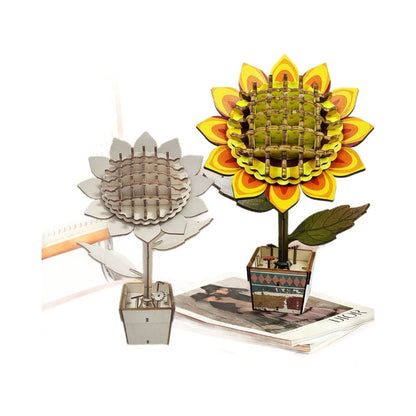 Sunflower Puzzle 3D Wooden DIY Coloring Toy Two-in-One Set Handmade Puzzle