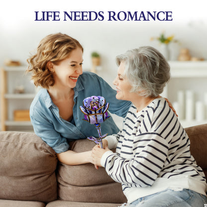 Blue Rose Puzzle DIY Coloring 3D Wooden Toy Two-in-One Set Three-Dimensional Puzzle