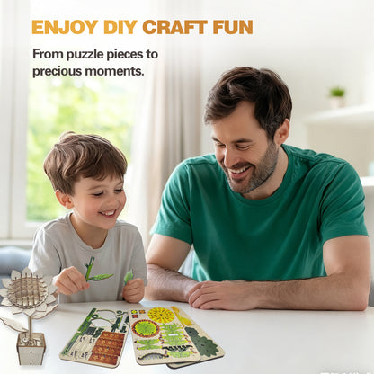 3D Sunflower Puzzle Wooden DIY Coloring Toy Two-in-One Set Three-Dimensional Puzzle