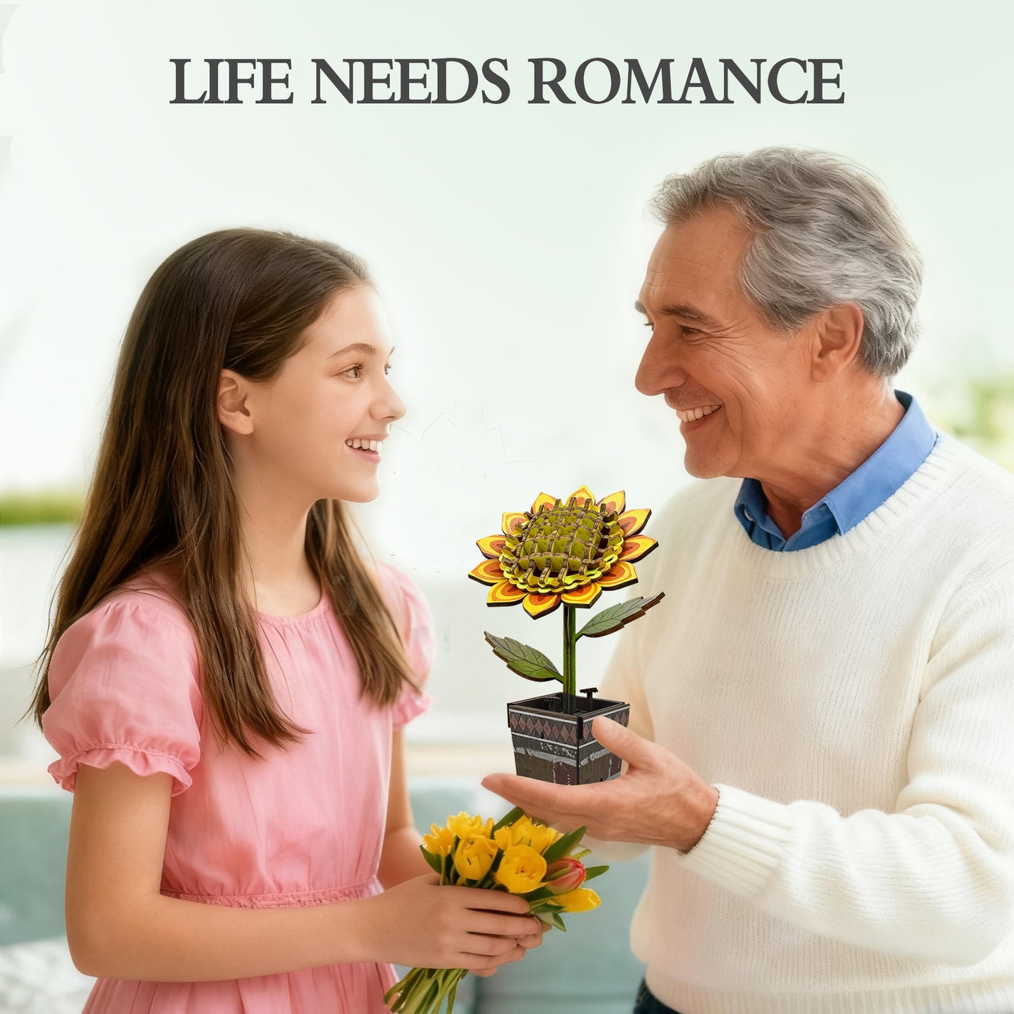 Sunflower Puzzle 3D Wooden DIY Coloring Toy Two-in-One Set Handmade Puzzle