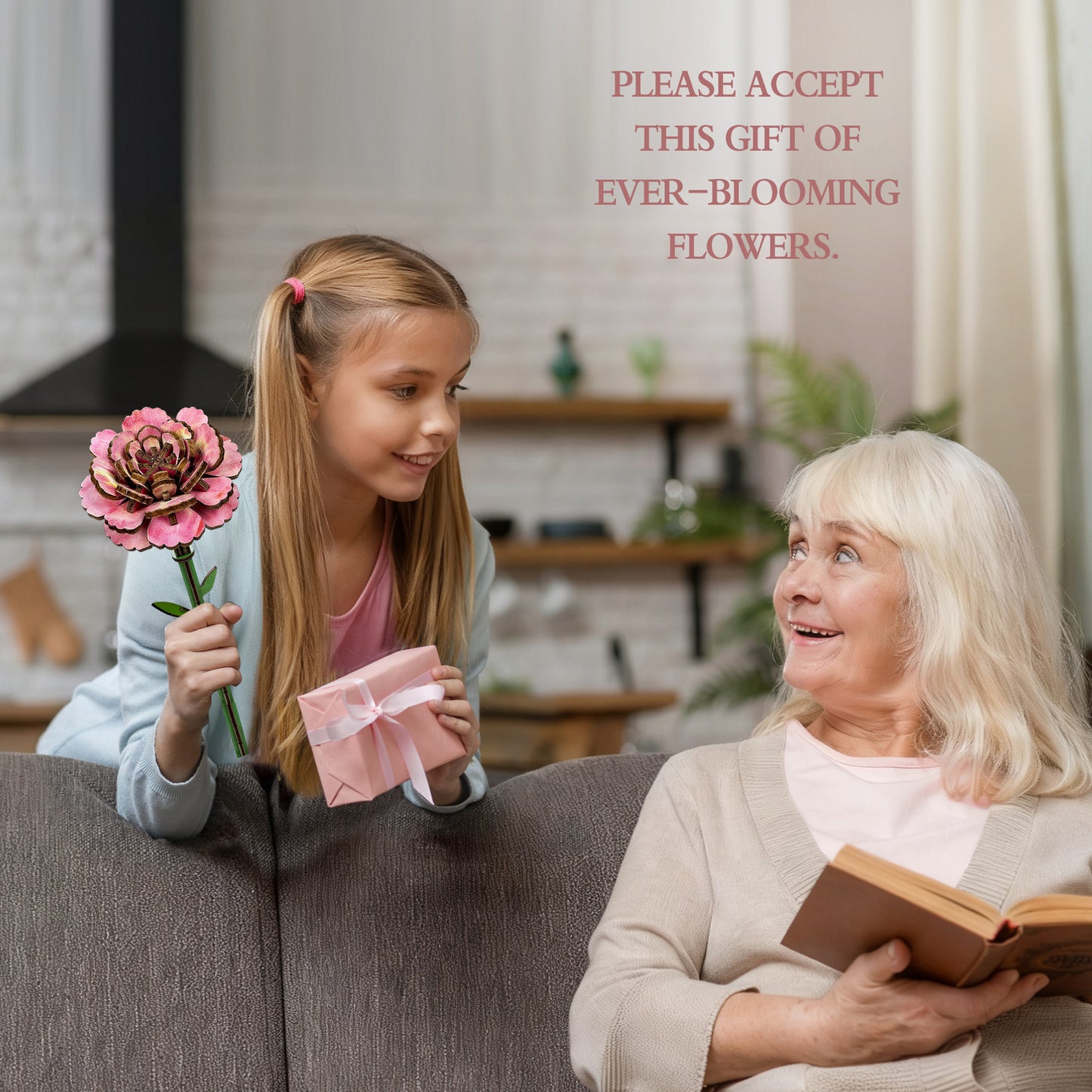 Carnation Puzzle 3D Wooden DIY Coloring Toy Set Handmade Puzzle