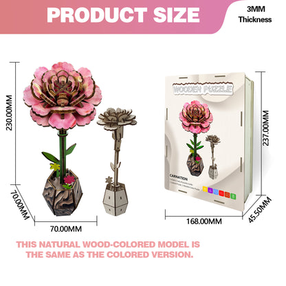 Carnation Puzzle 3D Wooden DIY Coloring Toy Set Handmade Puzzle