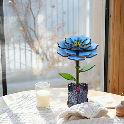 3D Peony Flower Puzzle Wooden DIY Coloring Toy Two-in-One Set Handmade Puzzle