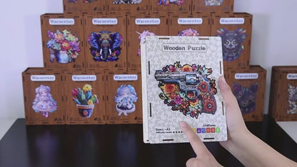 Gun Shape Decorative Painting Handmade DIY Puzzle Stress Relief Wooden Shape Puzzle