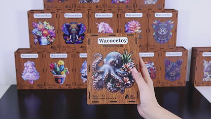 Octopus Wooden Irregular Puzzle Toy Money Box Educational Stress Relief Puzzle